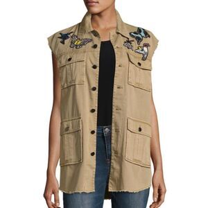 Cinq a Sept Canyon Embellished Cotton Vest Shacket